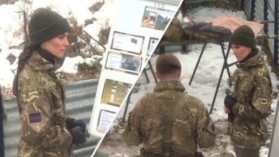 Kate Middleton bezoekt Irish Guards gehuld in camouflage