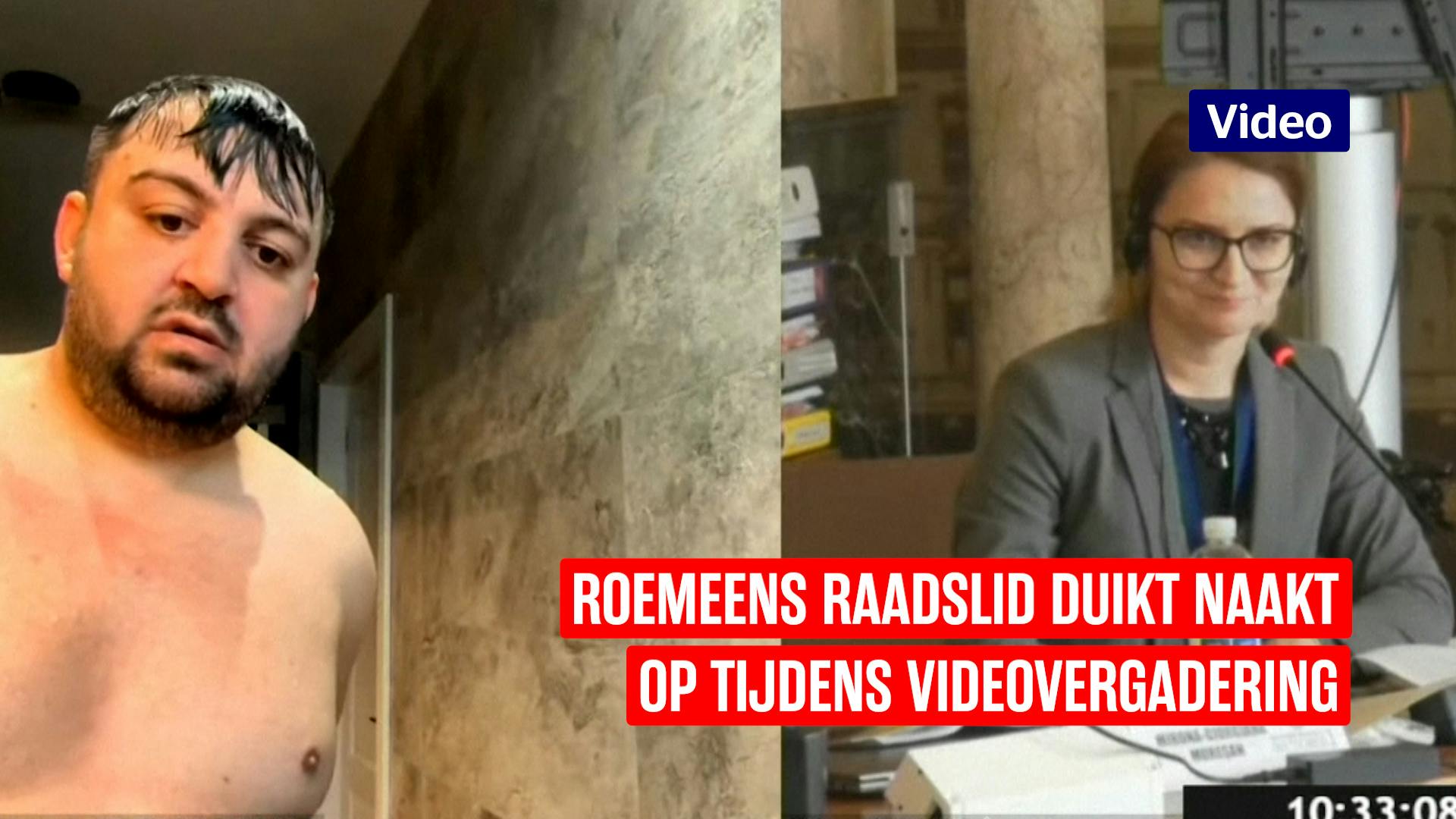 Roemeens raadslid duikt naakt op tijdens videovergadering