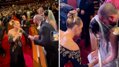 Adele verrast pasgetrouwd stel door bruidsjurk te signeren