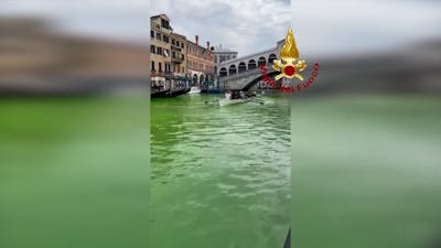 Kanalen in Venetië ineens gifgroen gekleurd
