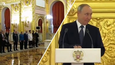 Poetin wacht na speech op applaus dat niet komt