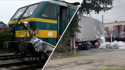 Ravage na botsing trein en stilstaande vrachtwagen in België