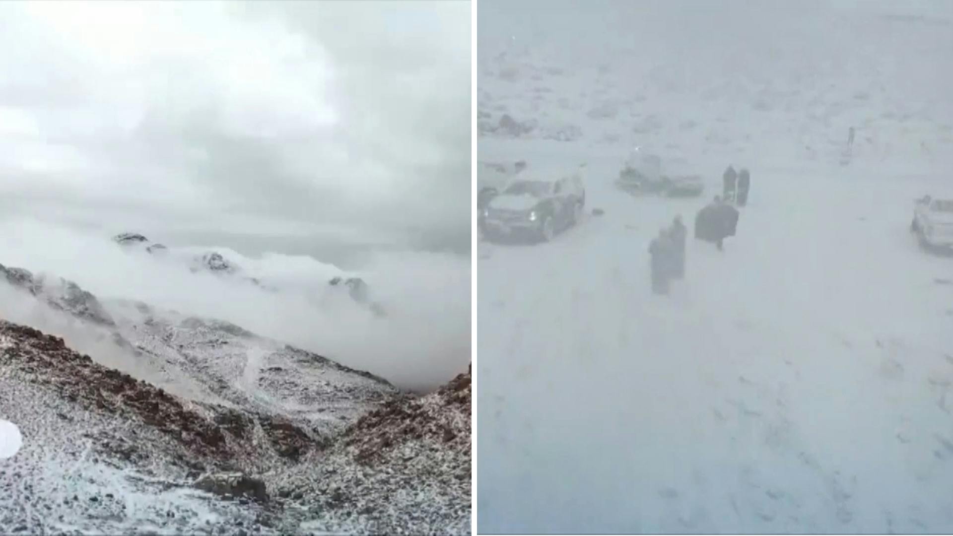 Unieke beelden Saoedi Arabi bedekt onder dik pak sneeuw