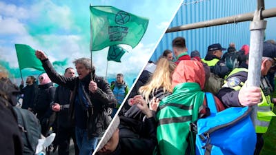 Klimaatactivisten betreden Eindhoven Airport via gat in hek