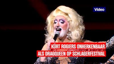 Kürt Rogiers onherkenbaar als dragqueen op Schlagerfestival