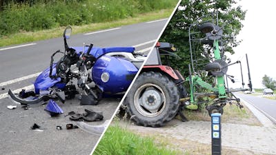 Motorrijder gewond na botsing tegen tractor met hooischudder