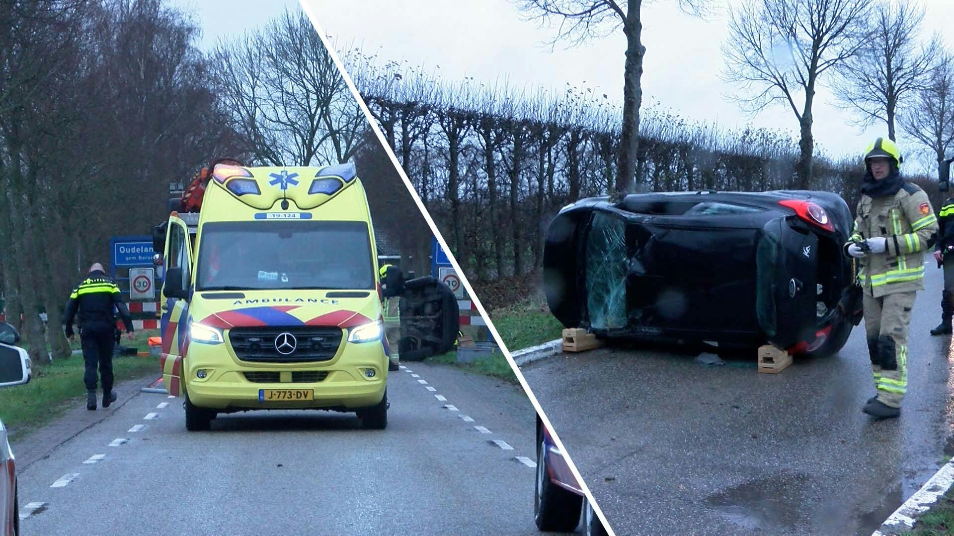 Auto Belandt Op Zijkant Bij Ongeval In Oudelande