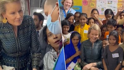 Stralende koningin Mathilde arriveert in Bangladesh
