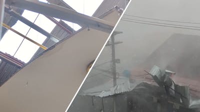 Daken van huizen gerukt door tropische storm in Thailand