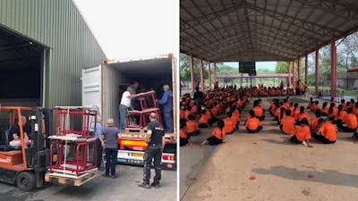 100e container met hulpgoederen vertrekt naar Cambodja