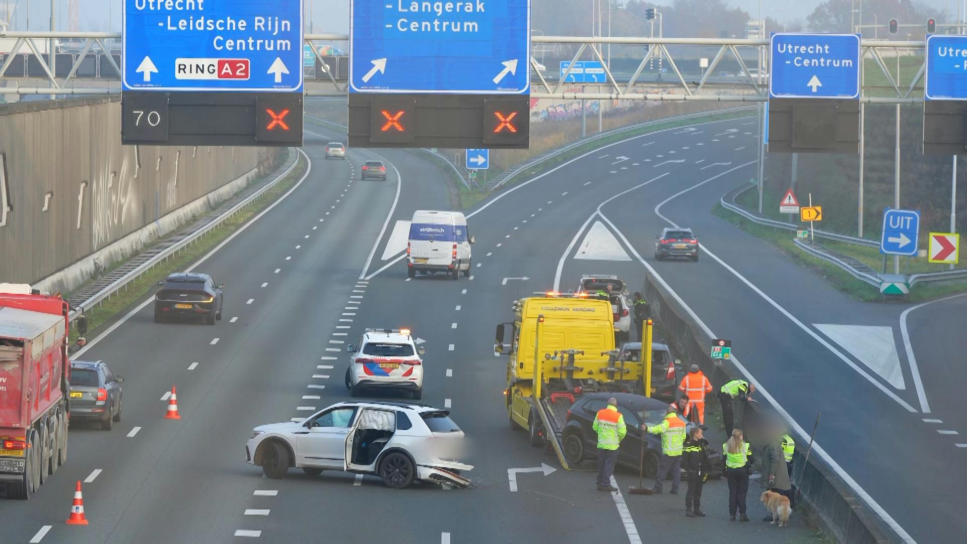 Harde Botsing Van Twee Auto's Op A2 Bij Utrecht