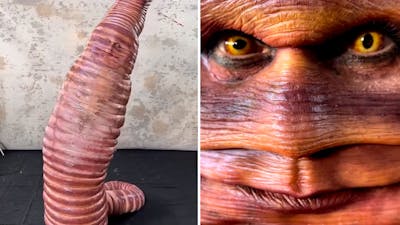 'Halloweenkoningin' Heidi Klum transformeert tot worm