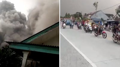 Bewoners Java filmen uitbarsting vulkaan Semeru