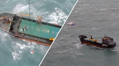 Bemanningsleden met helikopters gered op Oost-Chinese zee