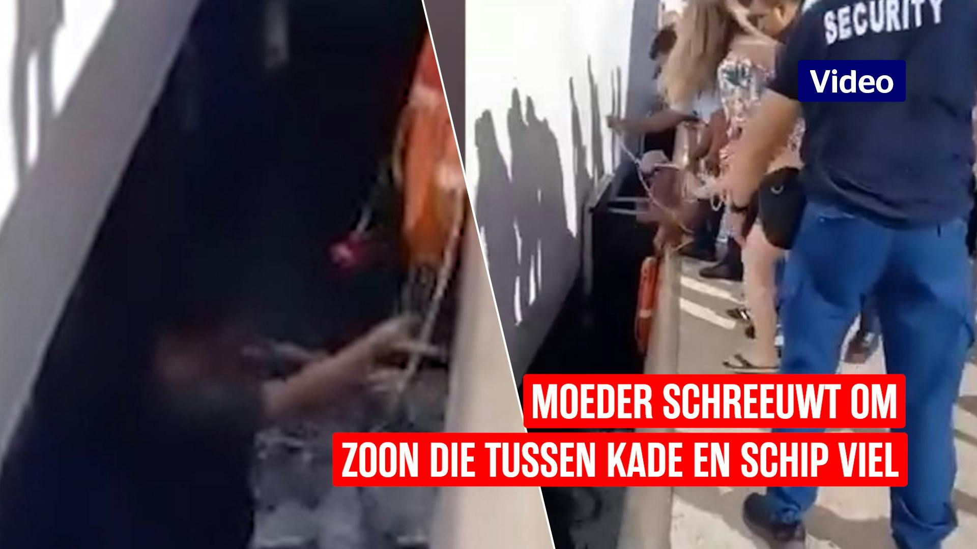 Doodsbange moeder schreeuwt om zoontje na val in zee